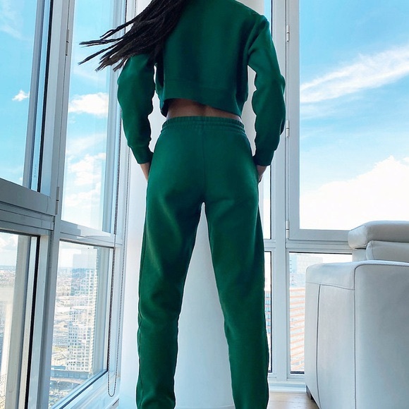 Aritzia Tna Cozy Fleece Perfect Sweatpant - GD Ivy League Green - Size S NWT - Picture 5 of 5